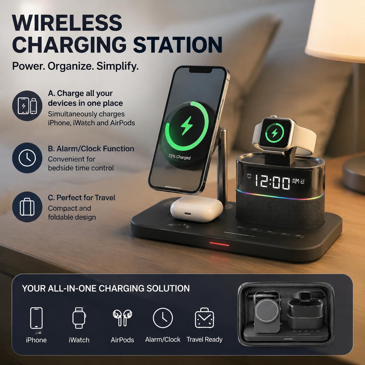Office Technology - Estación de Carga Inalámbrica Magnética para