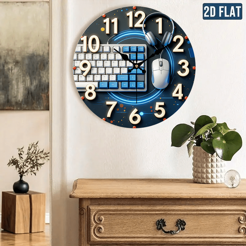 Tech Office Wall - Reloj de pared de madera estilo