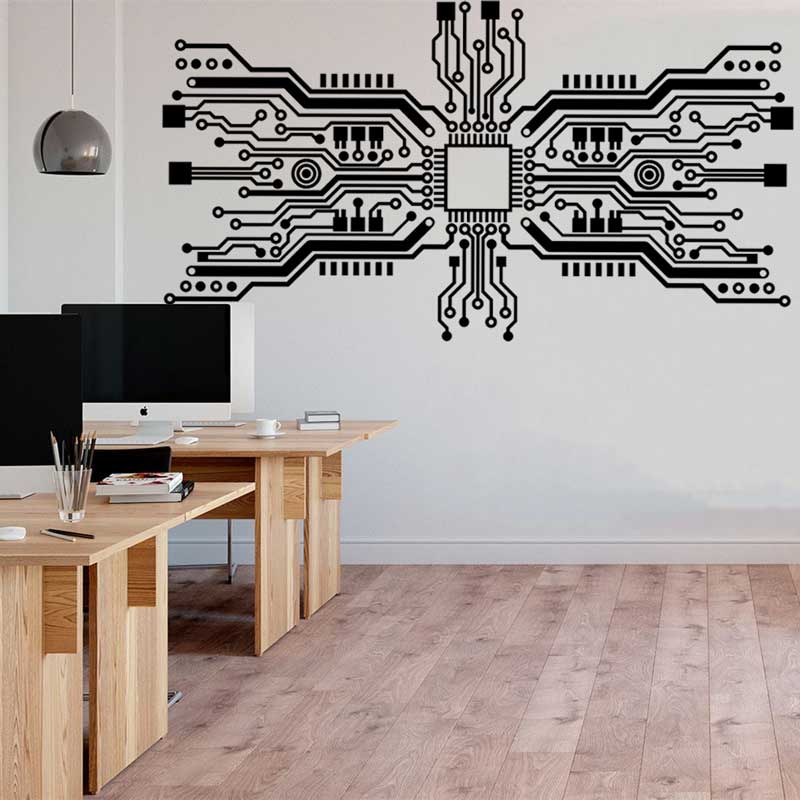 Tech Office Wall - Pegatina de pared con Chip de