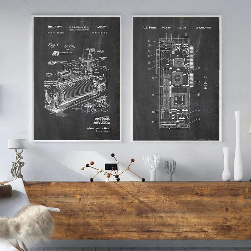 Juego de 6 Cuadros Decorativos - Tech Office Wall reseña y precio