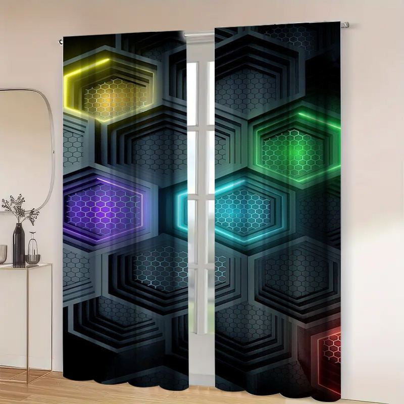 Cortinas geométricas modernas  - Tech Office Youtube reseña y precio